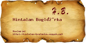 Hintalan Boglárka névjegykártya